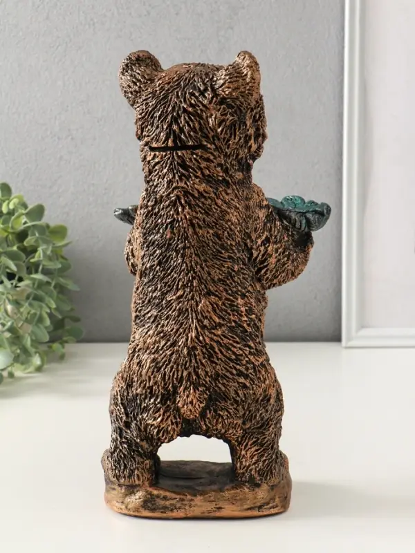 Копилка-подставка для мелочей Копилка-подставка для мелочей "Мишка с листком" 34х18 см, бронза с серебром