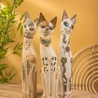 Сувенир &laquo;Кошка&raquo;, белая, 60&times;12&times;6 см, дерево, МИКС