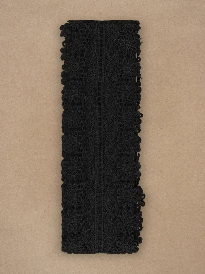 Кружево гипюровое, 80 мм, 6.8&plusmn;0.5 м, цвет чёрный