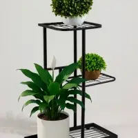Подставка для цветов Greengo, 3 полки, 43&times;22&times;57 см, напольная, металл, чёрная
