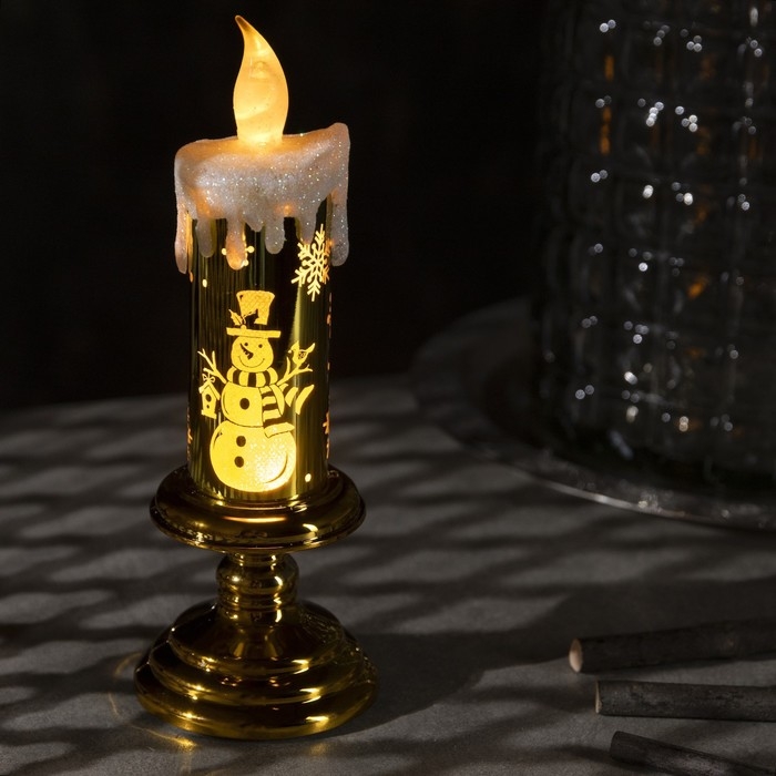 Светодиодная фигура «Свеча со снеговиком» 7 × 20 × 7 см, пластик, батарейки АААх2 (не в комплекте), свечение тёплое белое Светодиодная фигура «Свеча со снеговиком» 7 × 20 × 7 см, пластик, батарейки АААх2 (не в комплекте), свечение тёплое белое