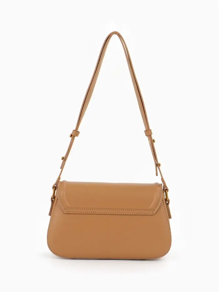 Сумка женская мессенджер TEXTURA на клапане, 23&times;6&times;13 см, тёмно-бежевая