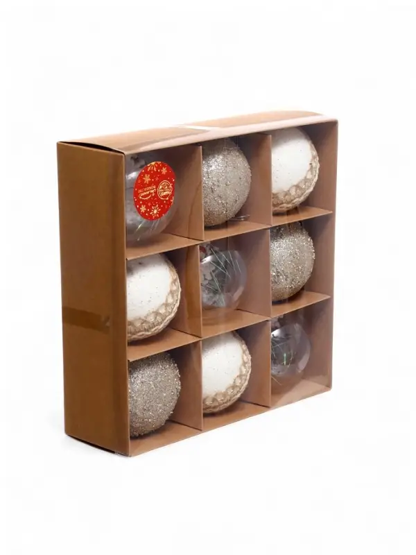 Набор шаров пластик d-8 см, 9 шт Набор шаров пластик d-8 см, 9 шт "Орсон" люкс