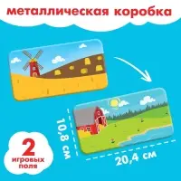 Магнитные макси-пазлы &laquo;Синий трактор на ферме&raquo;, в металлической коробке