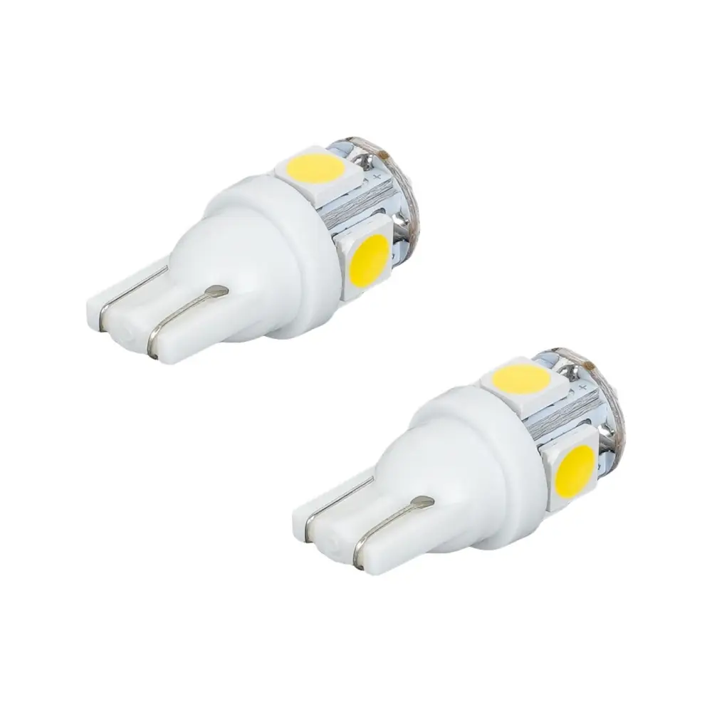 Лампочка светодиод. W5W (T10) STANDARD, 6000K (Белый), 12В, 0.7Вт, 5LED, Поляр., кмпл. 2шт.