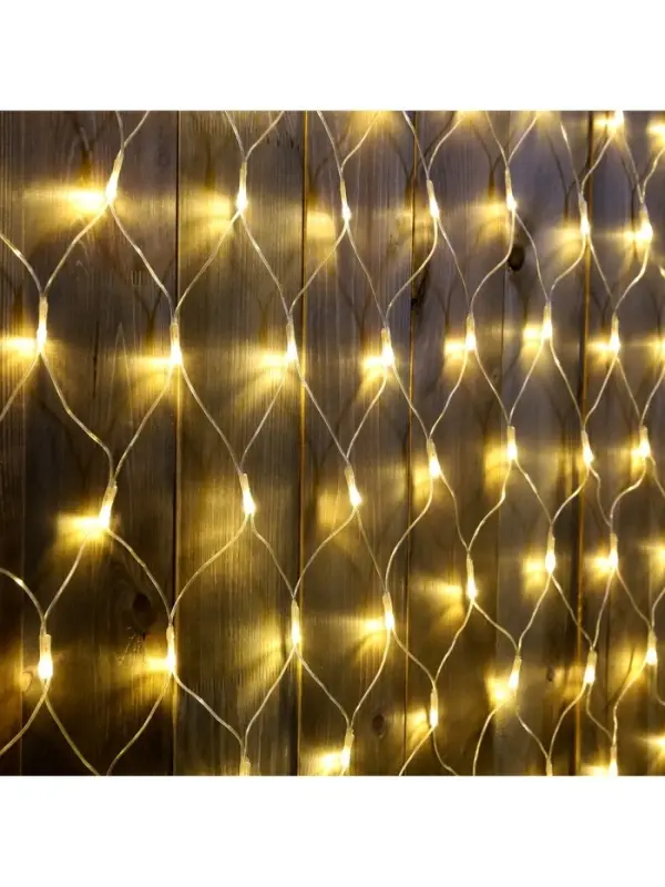 Гирлянда &laquo;Сеть&raquo; 2&times;3 м, IP44, УМС, прозрачная нить, 384 LED, свечение тёплое белое, 220 В