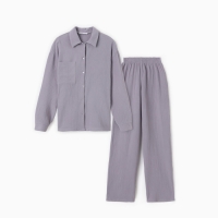 Пижама женская (рубашка и брюки) KAFTAN "Basic" размер 52-54, цвет серый