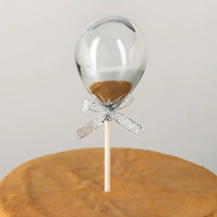 Топпер для торта «Шар», 19×5 см, цвет серебряный Топпер для торта «Шар», 19×5 см, цвет серебряный