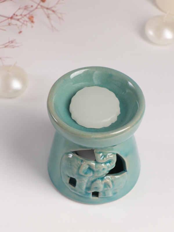 Набор: аромалампа для эфирных масел, мелтсы из воска ароматические «Слон со слонёнком», бирюза, 10×10×9 см Набор: аромалампа для эфирных масел, мелтсы из воска ароматические «Слон со слонёнком», бирюза, 10×10×9 см