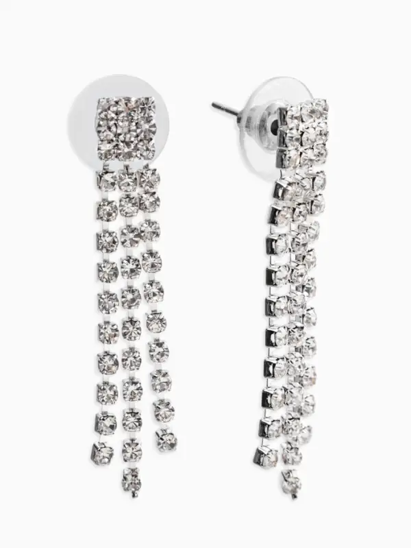 Набор 2 предмета: серьги, колье со стразами &laquo;Лёд&raquo;, d=13.5 см, белый в серебре