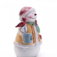 Фигурка декоративная &laquo;Снеговичок с ведёрком и птичкой&raquo;, 7.5&times;5.3&times;9.5 см, полистоун