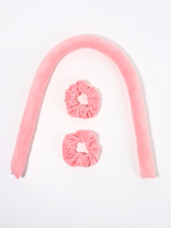Мягкие бигуди «Волшебный локон», 3 предмета: бигуди, резинки - 2 шт., плюшевые, розовый Мягкие бигуди «Волшебный локон», 3 предмета: бигуди, резинки - 2 шт., плюшевые, розовый