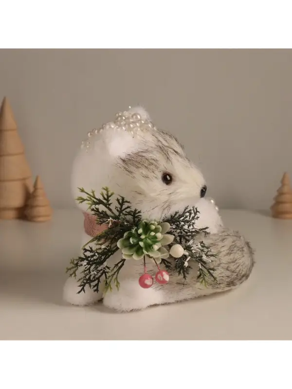 Фигурка &laquo;Белая лисичка в бусинках&raquo;, 15&times;17&times;13 см