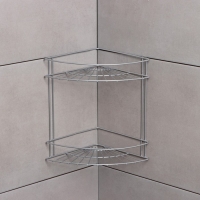 Полка угловая для ванной 2-х ярусная Slim, 18×25×25 см, цвет хром