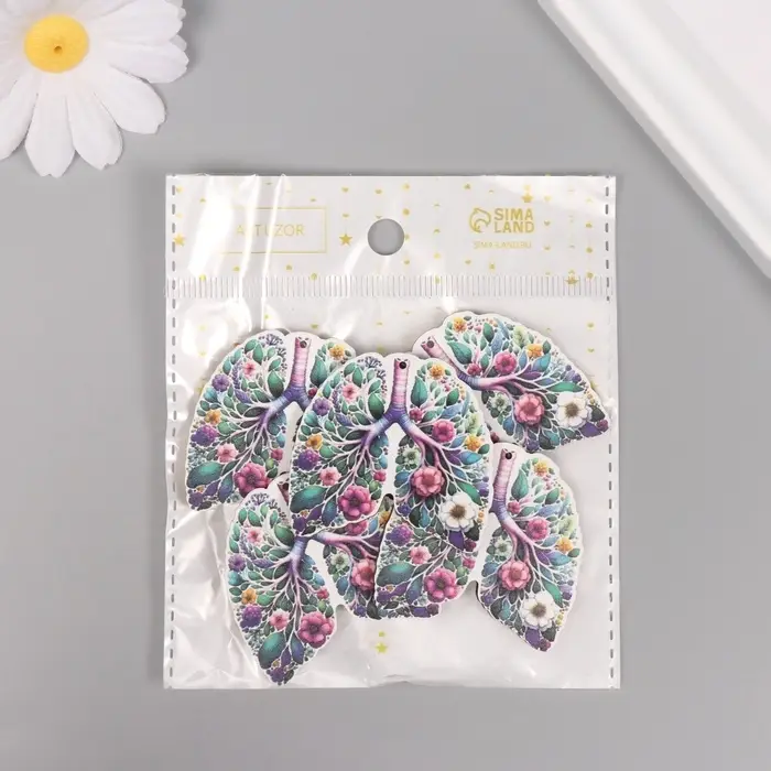 Декор для творчества дерево Декор для творчества дерево "Лёгкие. Цветы" 4,2х4,4х0,3 см