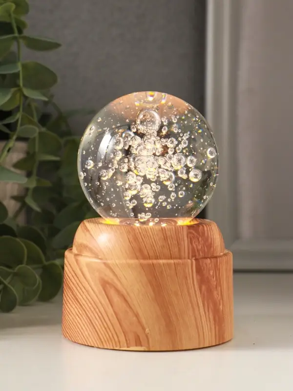 Сувенир стекло свет "Шар. Пузыри" 6хLED шар d=6 см, крутится, USB 7х7х10 см
