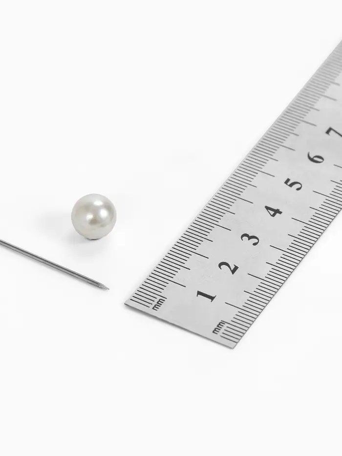 Основа &laquo;Брошь-игла&raquo; с бусиной d=1 см (набор 5 шт.), L=5 см, площадка 1.5 см, цвет серебро
