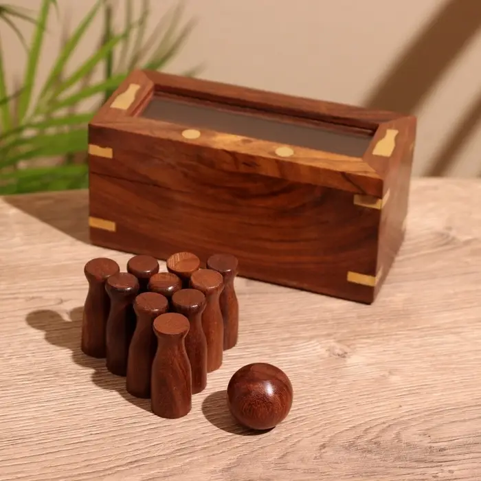 Игра настольная &laquo;Боулинг&raquo;, 15&times;6&times;7 см, дерево шишам