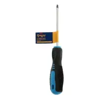 Отвертка шлицевая ТУНДРА, CrV, хром, магнит, двухкомпонентная рукоятка, SL5&times;100 мм