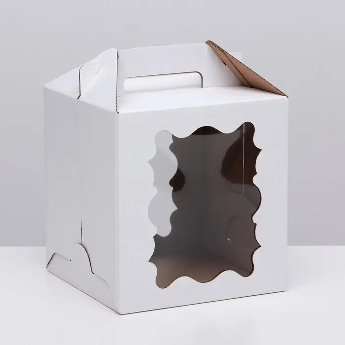 Коробка под торт, кондитерская упаковка, ПВХ окно, 20&times;20&times;22 см