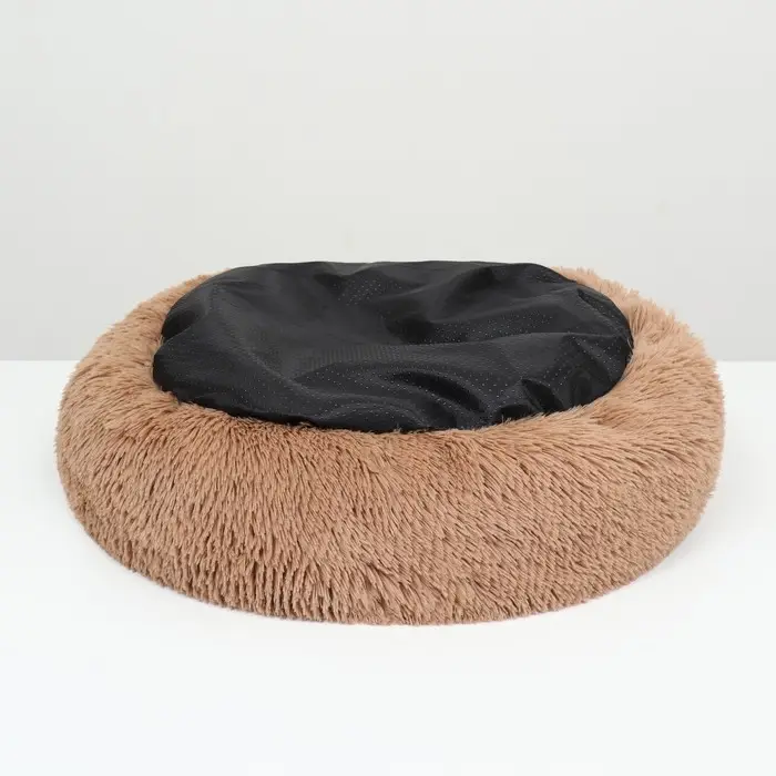 Лежанка для собак и кошек, длинный мех, 45×35×11 см, коричневая Лежанка для собак и кошек, длинный мех, 45×35×11 см, коричневая