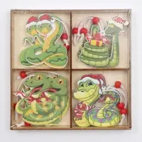 Елочные игрушки &laquo;Змея&raquo;, в деревянной подарочной упаковке, 12 шт.