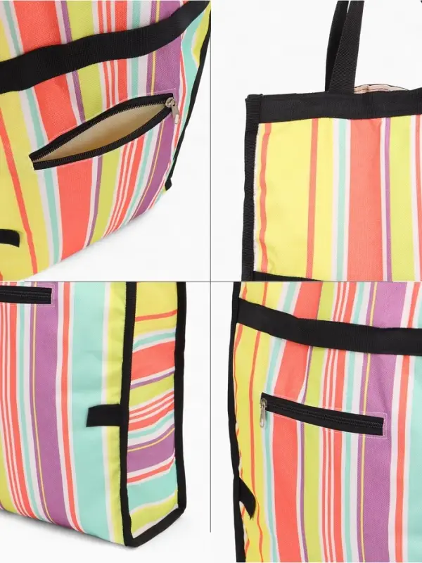 Сумка тележка хозяйственная, складная, на липучке, 2 колеса, наружный карман, 32&times;13&times;52 см, разноцветная