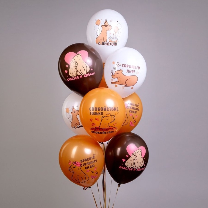 Шар латексный 12 Шар латексный 12" "СДР! Капибара", 1 ст, 2 цв, набор 25 шт. МИКС