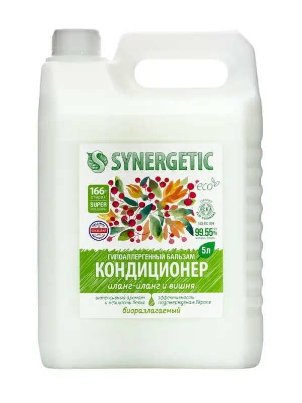 Кондиционер-бальзам для белья Synergetic Кондиционер-бальзам для белья Synergetic "Иланг-иланг и вишня", 5 л