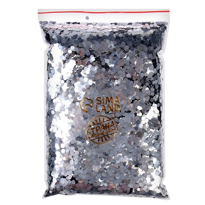 Наполнитель для шара «Конфетти-шестиугольник», 4 мм, цвет серебряный, 100 г Наполнитель для шара «Конфетти-шестиугольник», 4 мм, цвет серебряный, 100 г