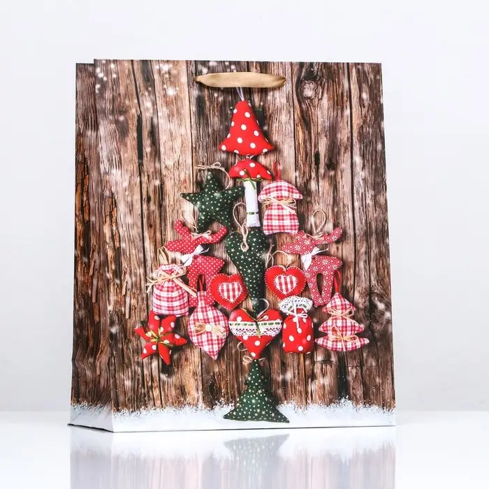 Пакет подарочный новогодний ламинированный «Плюшевая ёлка», 26×32×12 см