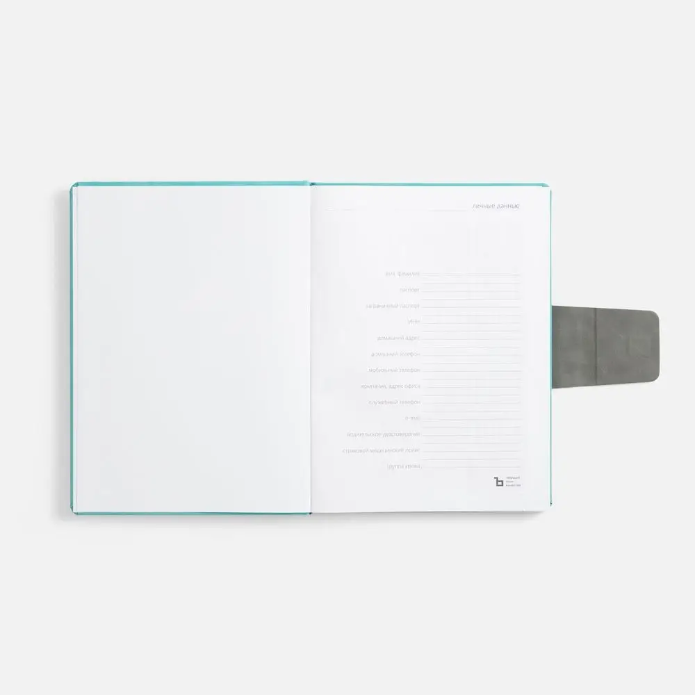 Ежедневник Grande Strap на заказ, датированный, бирюзовый