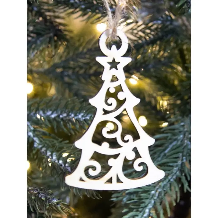 Ёлочные игрушки деревянные в коробке, набор 15 шт.