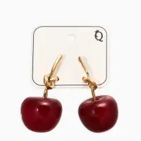 Серьги "Вишня" узел, цвет бордовый в золоте Серьги "Вишня" узел, цвет бордовый в золоте