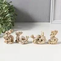 Сувенир полистоун "Китайский дракон" набор 4 шт беж 3х4х6,5 см