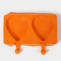 Форма для мороженого &laquo;Сердечко&raquo;, силикон, 19.5&times;14&times;2.5 см, 2 ячейки (8.4&times;9 см), МИКС