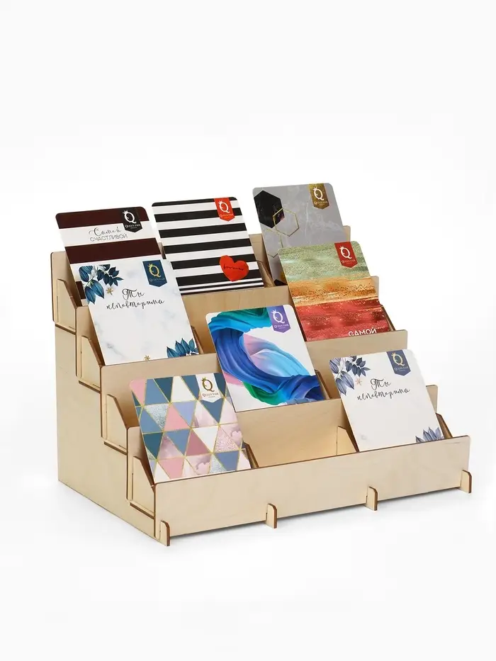 Подставка под открытки 12 ячеек по 10.8 см, 34.5&times;23&times;25 см, толщина 3 мм, бежевая