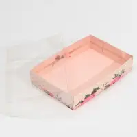 Кондитерская упаковка, коробка для макарун с PVC крышкой, «Цветы», 18 х 12 х 3.5 см