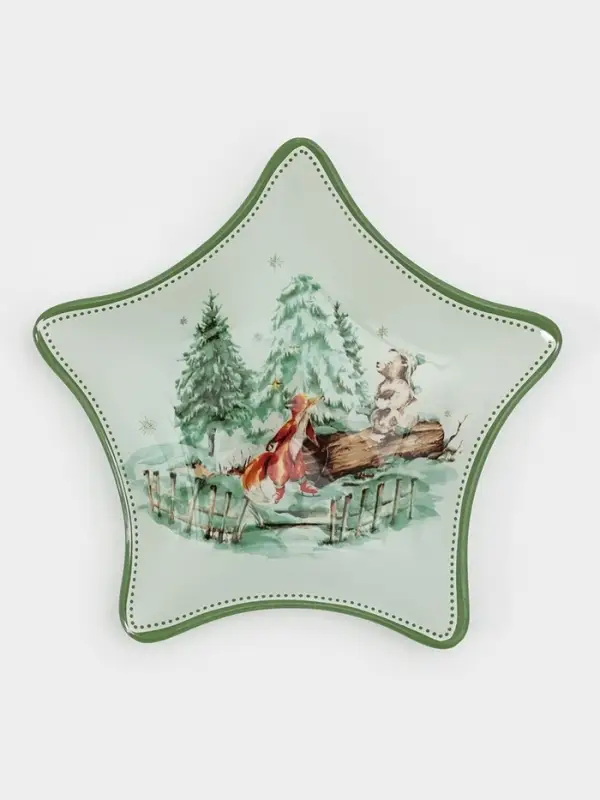 Блюдо сервировочное звезда "Зверьки в лесу" 19,5 см