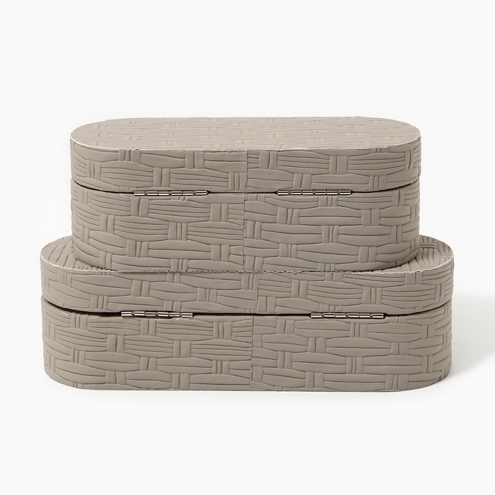 Шкатулка для украшений «Плетения» экокожа, набор 2 шт. Шкатулка для украшений «Плетения» экокожа, набор 2 шт.