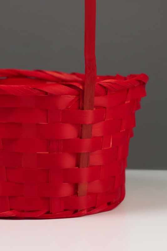 Корзина плетёная, 20×20×9 см, ручка h=25 см, бамбук, красная