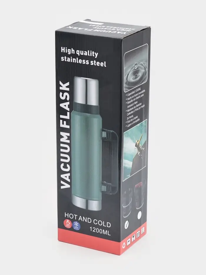 Термос Мастер К &laquo;Движение&raquo;, 1.2 л, с кружкой, сохраняет тепло 18 ч, 36&times;11 см, нержавеющая сталь, серебристый