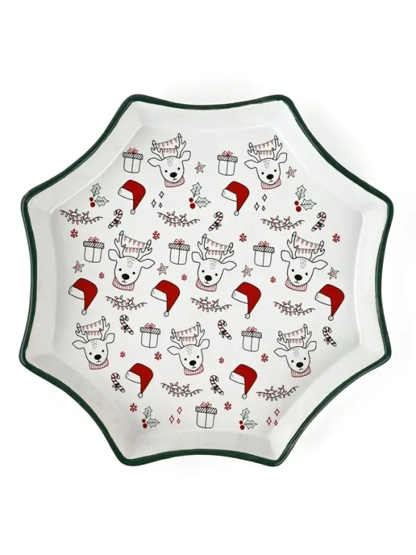 Блюдо керамическое &laquo;Новогодние олени&raquo;, 21&times;21&times;3 см, ручная работа