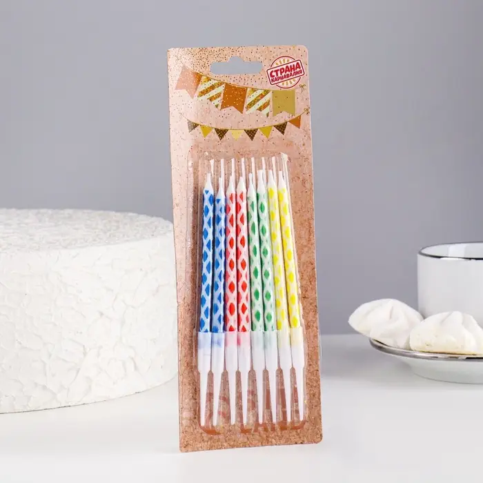 Свечи в торт «Ромбик» с подставкой, 14 см, 8 шт. Свечи в торт «Ромбик» с подставкой, 14 см, 8 шт.