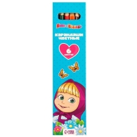 Цветные карандаши, 6 цветов, трехгранные, Маша и Медведь