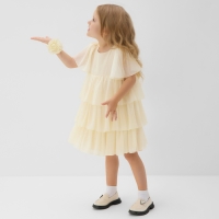 Платье для девочки MINAKU: PartyDress, цвет молочный, рост 122 см
