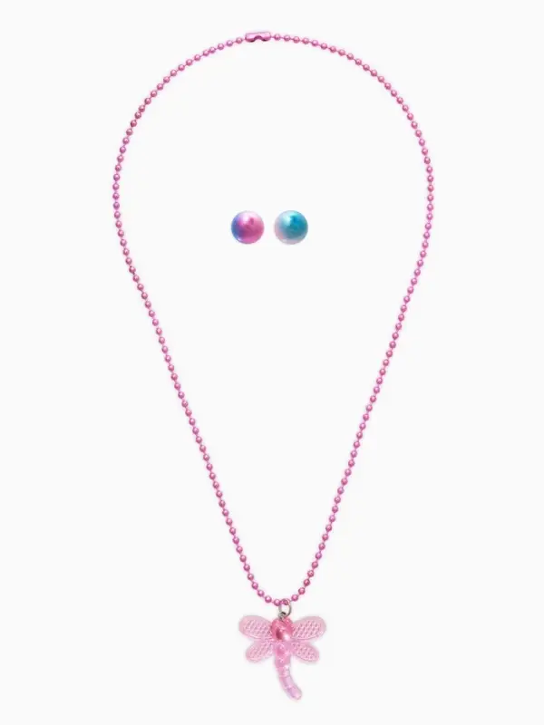 Набор детских украшений &laquo;Выбражулька. Стрекоза&raquo;, 2 предмета: кулон, пусеты, розовый