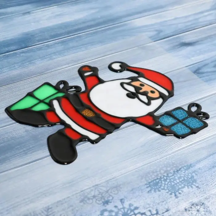 Наклейка на стекло «Дед Мороз и два подарка», 12×14.5 см Наклейка на стекло «Дед Мороз и два подарка», 12×14.5 см