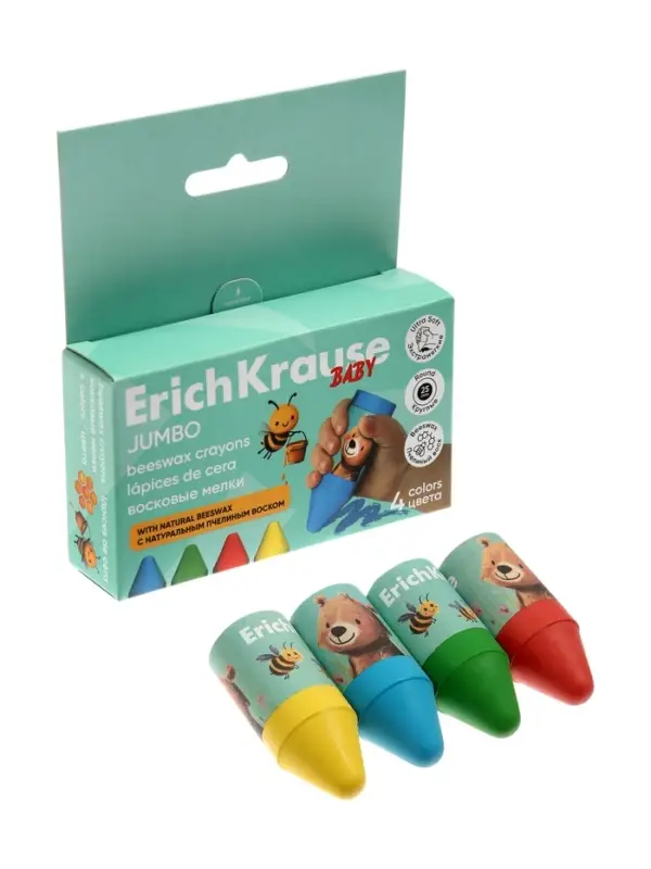 Восковые мелки 4 ErichKrause, Baby, Jumbo, Bee, Wax