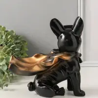 Подставка для мелочей &laquo;Фигурка. Бульдог в плаще&raquo;, полистоун, чёрная, 23&times;20&times;13 см